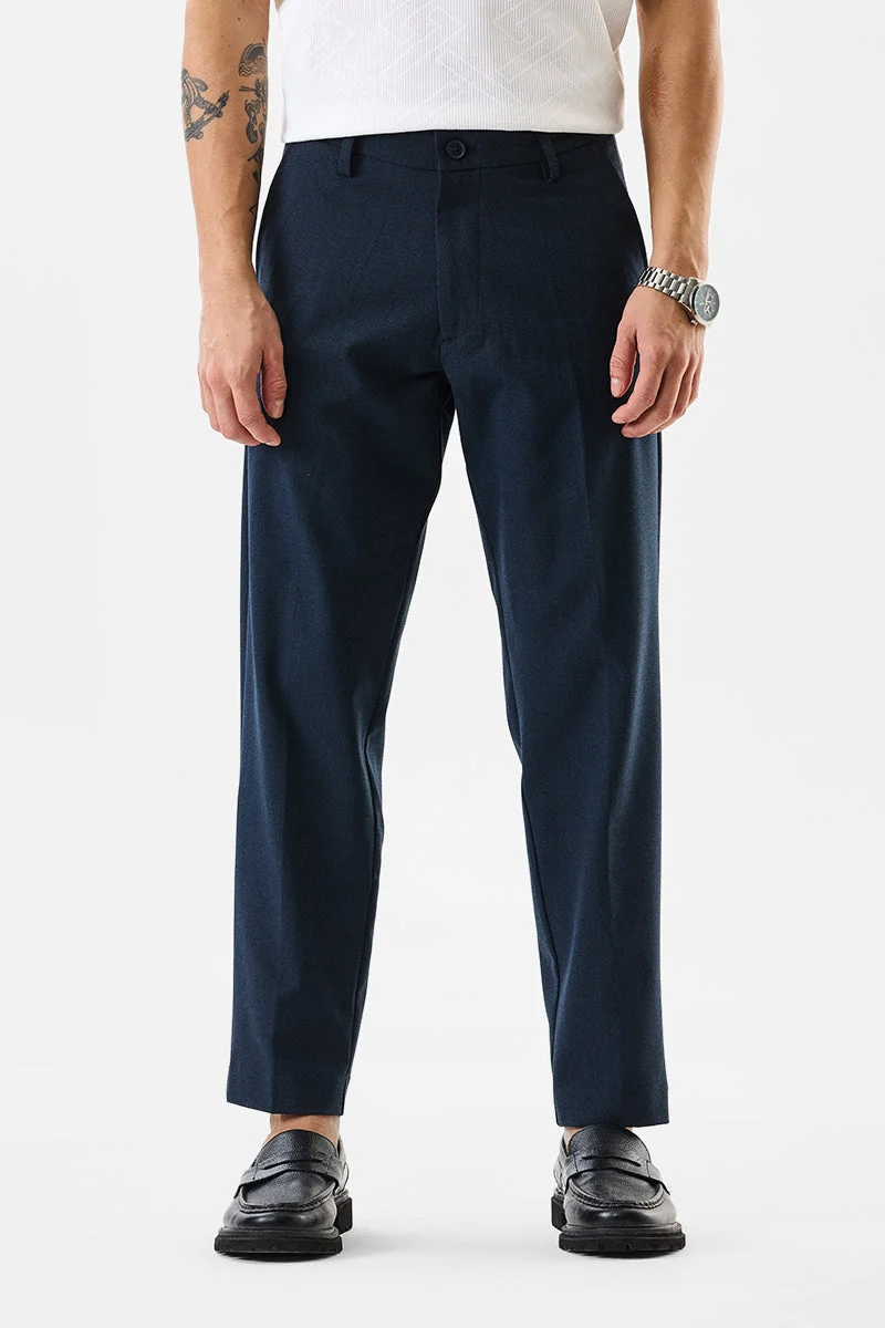 SNITCH Slim Fit Stretch Self-Design Trousers
